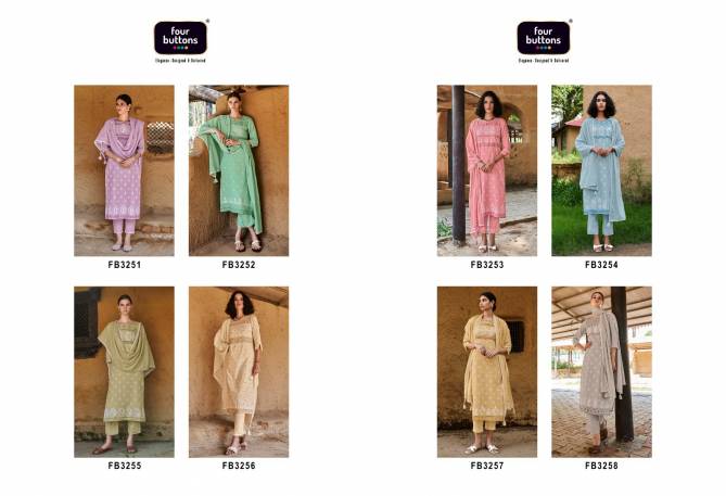 Four Bottons Veda Cotton Printed Readymade Suits Catalog
